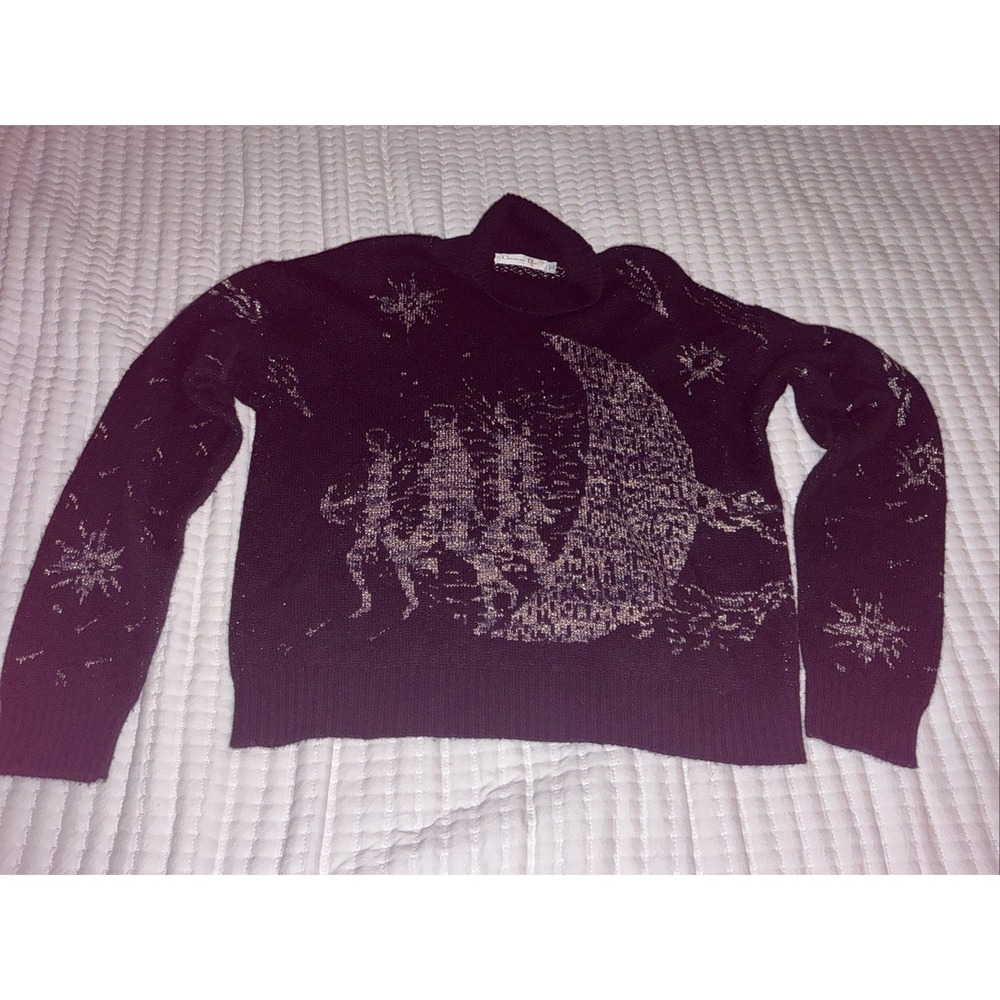 Christian Dior Cashmere Moon Turtleneck Sweater Size 10